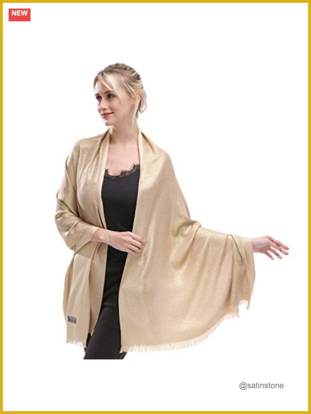 Women's Sparkling Metallic Soft Pashmina Shawl Wrap Scarf - 70.8"x27.5"